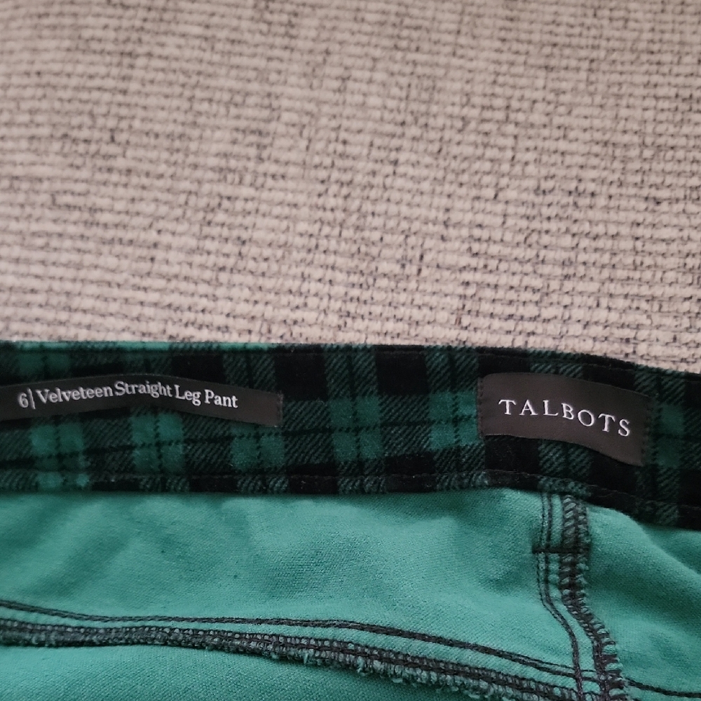 Talbots Teal Velveteen Straight Leg Pants
